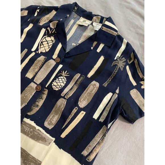 vintage HOLLY LANE abstract tropical pattern shirt SZ M - Picture 2 of 7